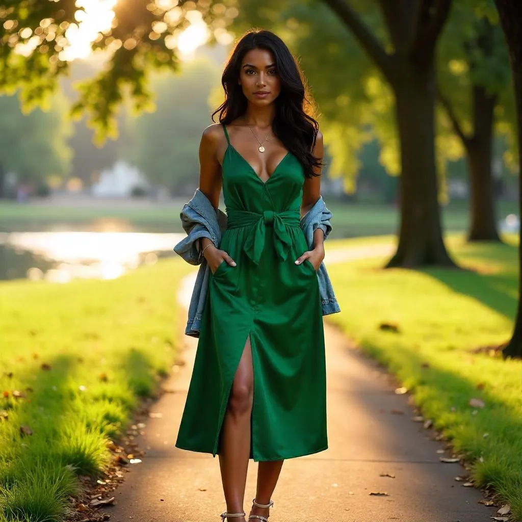 Stylish Latina Woman in the Park - Photorealistic