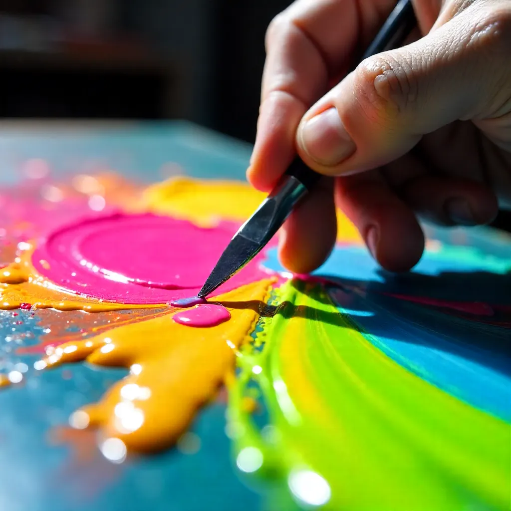 Bright Palette in Motion: Hand Mixing Vibrant Paints