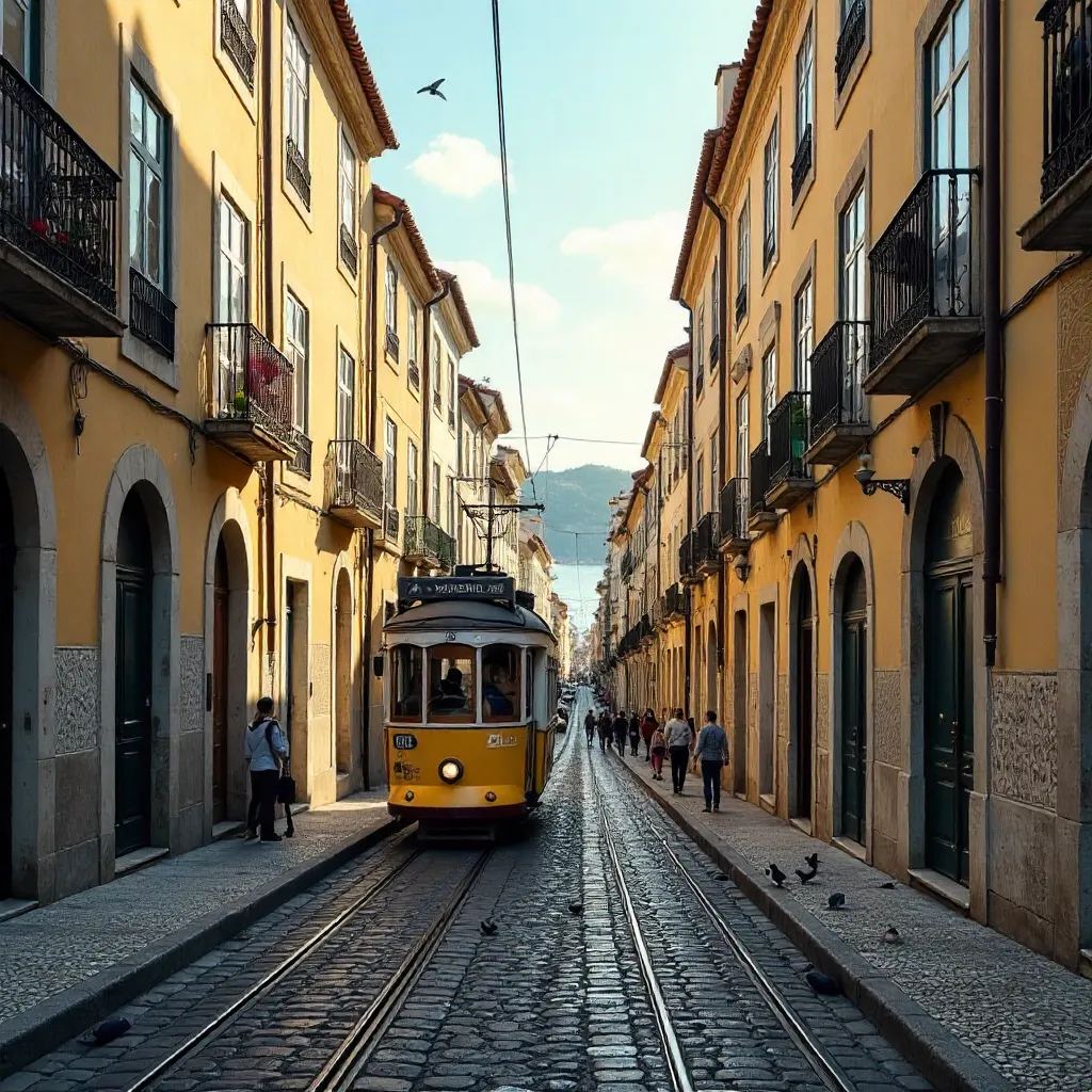 Lisbon Street View: Classic Architecture & Urban Life