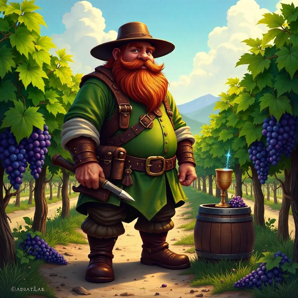 Dwarf in the Vineyard: A Vibrant Digital Painting