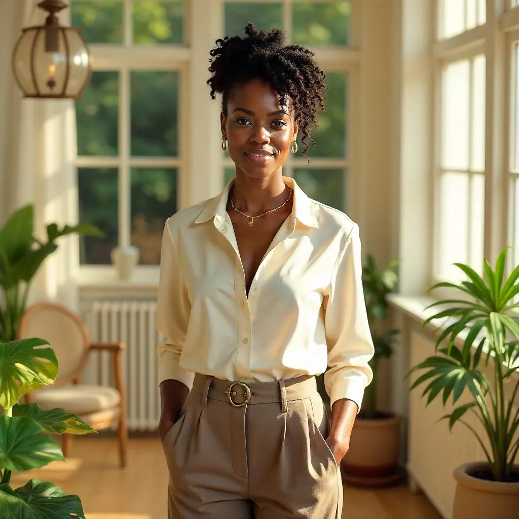 Sunlit Chic: Photorealistic Portrait in a Sunroom