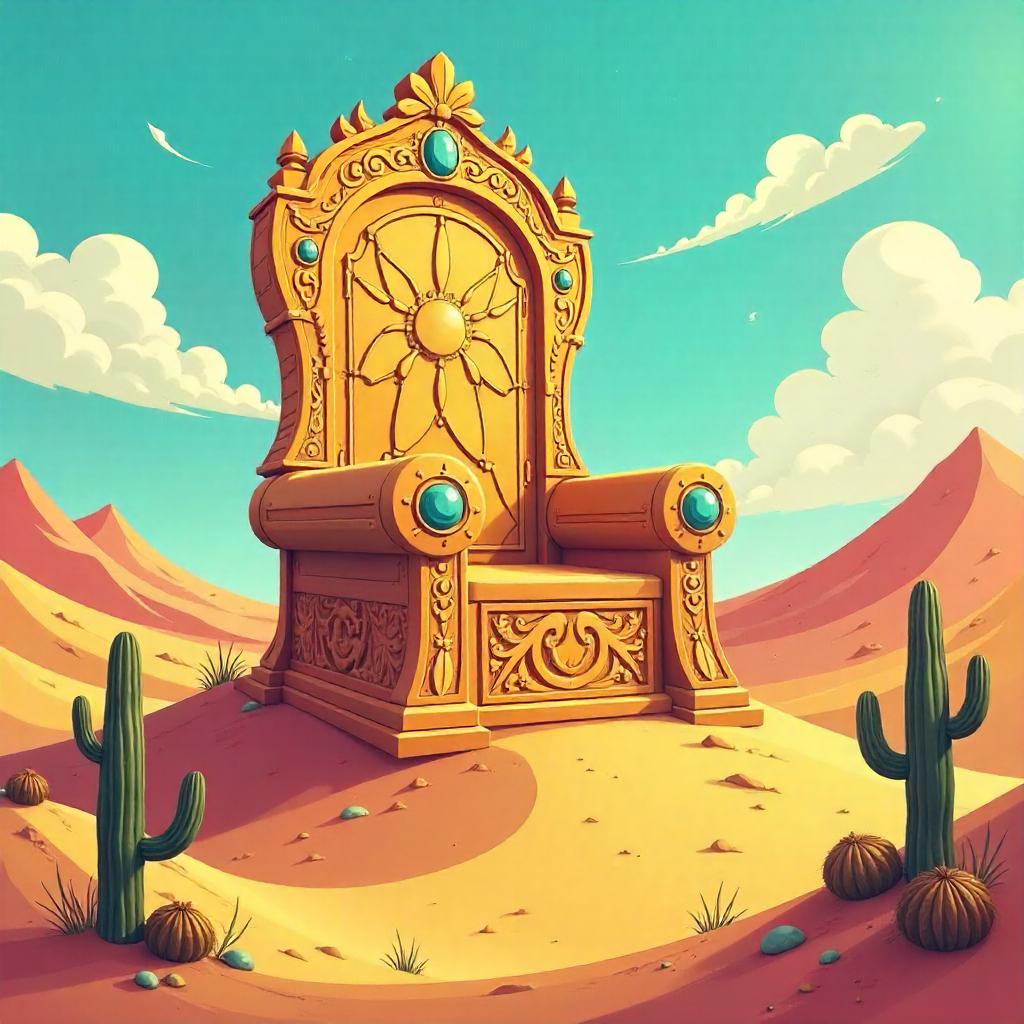 Whimsical Desert Throne in Cartoon Style