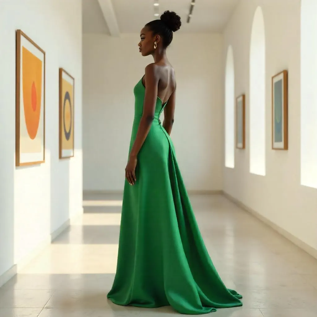 Elegant Black Girl in a Modern Art Gallery