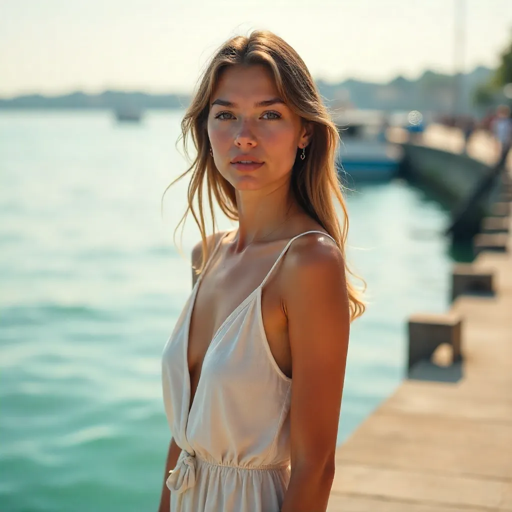 Serene Waterfront Portrait in Soft Daylight
