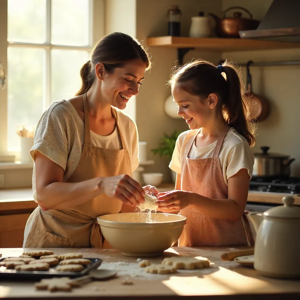 Warm Kitchen Moments: Mother and Daughter Baking