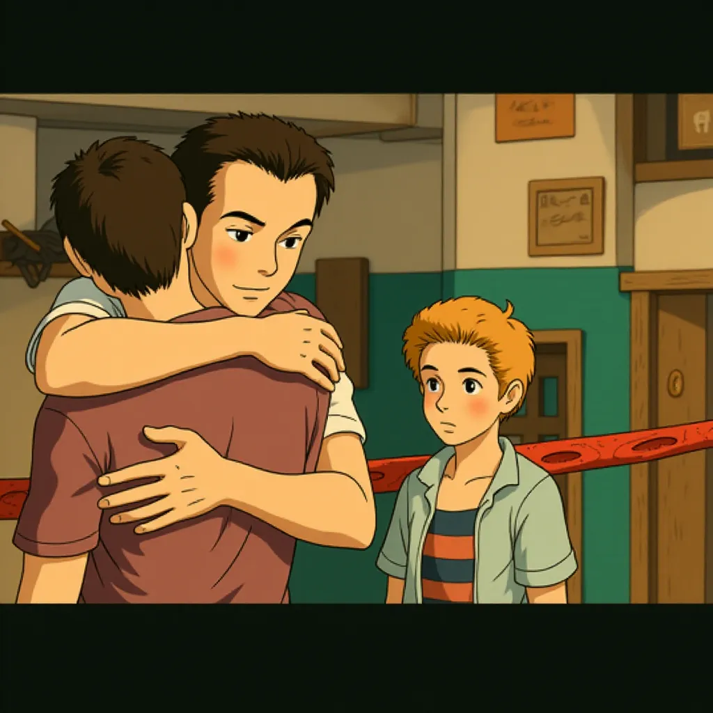 Mark Wahlberg, Christian Bale, and Melissa Leo in The Fighter (2010) - Anime style