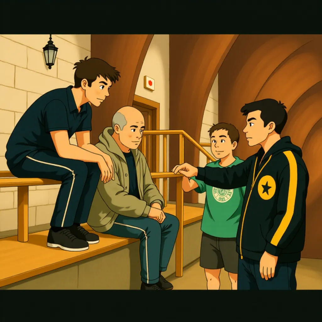 Ben Affleck, Jeremy Renner, George Carroll, and Owen Burke in The Town (2010) - Anime style