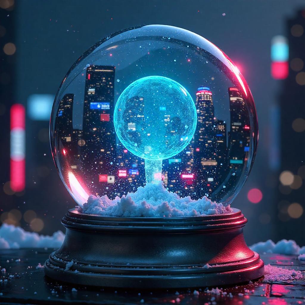Cyberpunk Spirit Orb in a Snow Globe