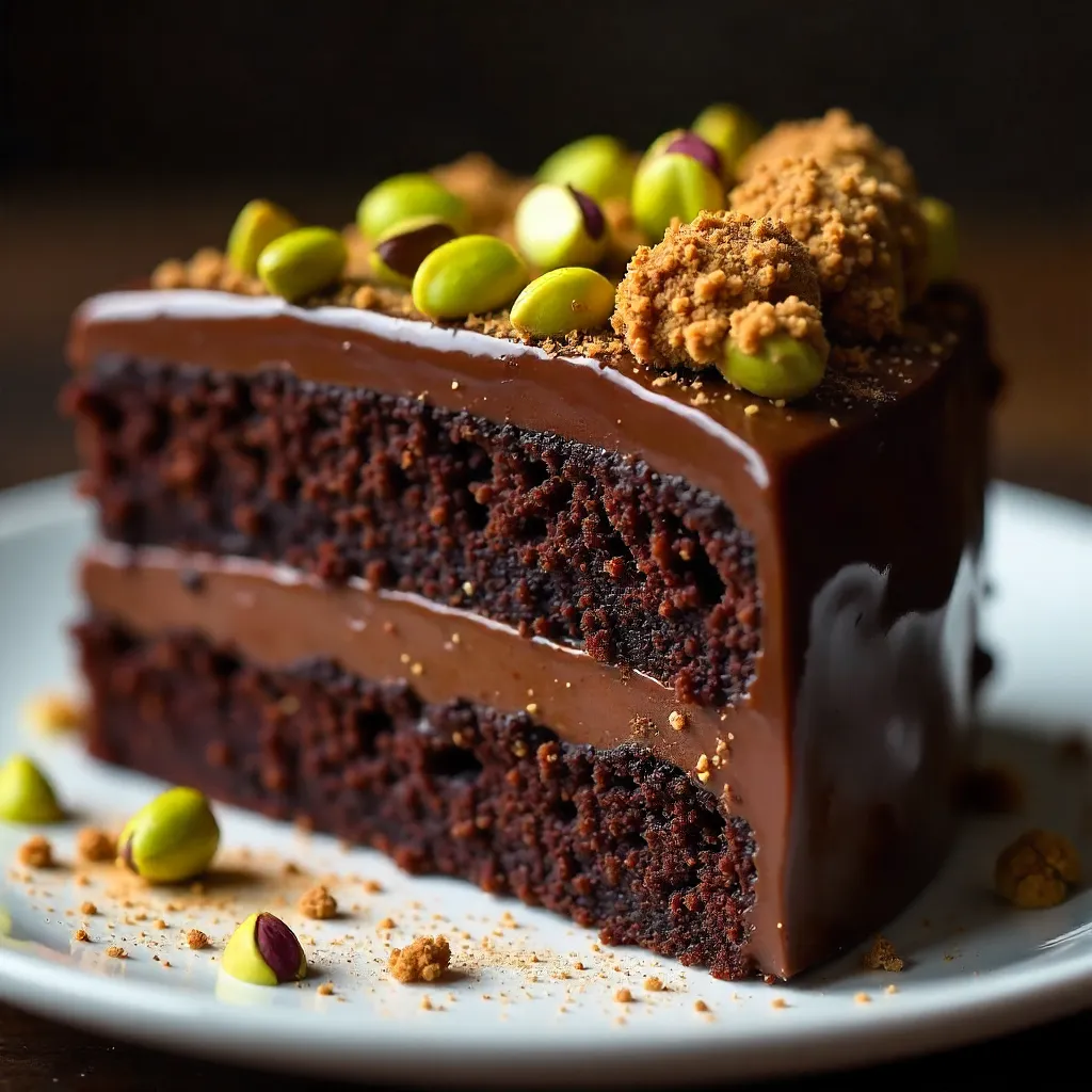 Luxurious Chocolate Cake with Crunchy Pistachios