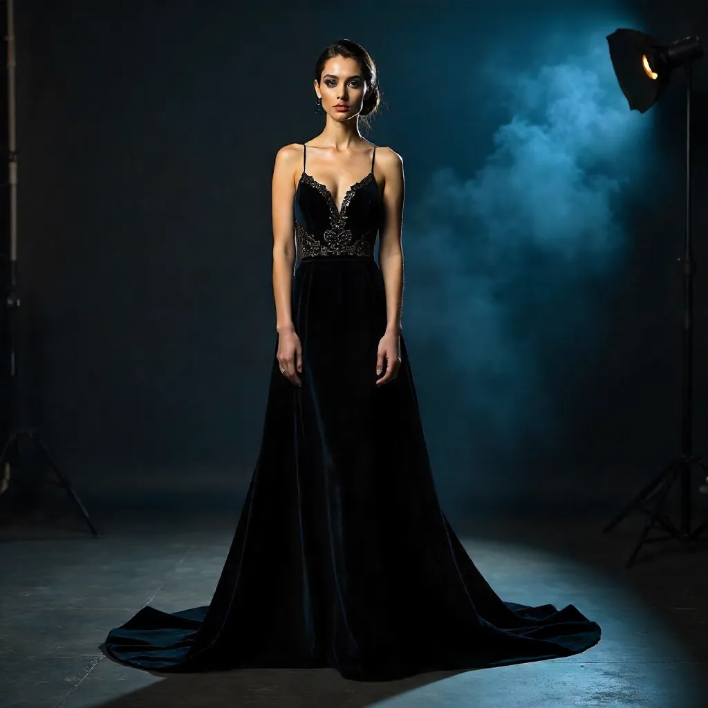Lahore Studio Noir: Portrait in a Dark Gown