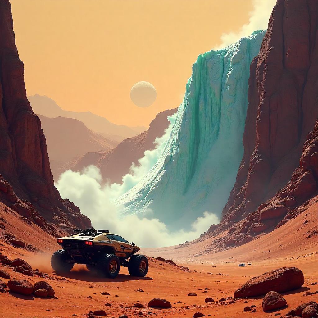 Martian CO2 Avalanche: Concept Art on the Red Planet