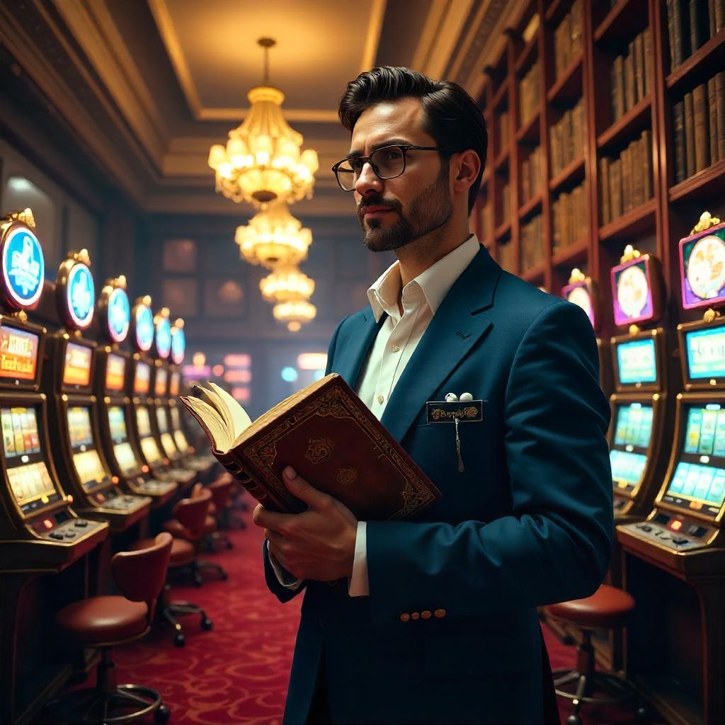 Librarian in Neon Casino Concept Art