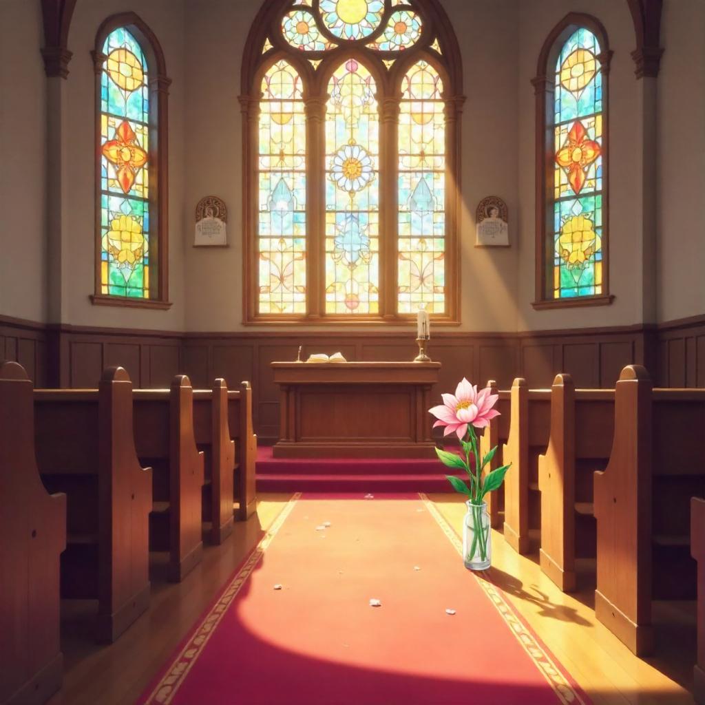 Anime-Style Flower on the Bimah in a Synagogue