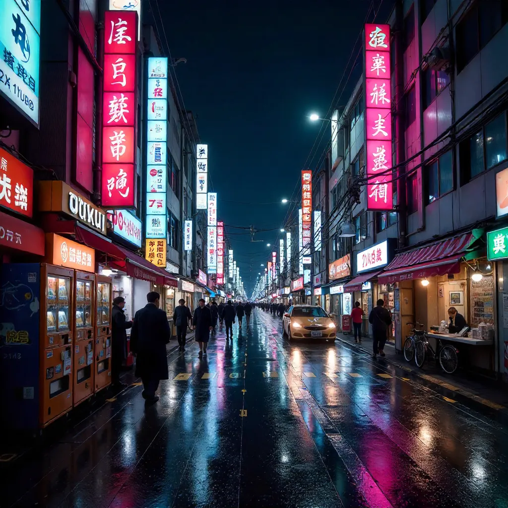 Neon Tokyo Street: Motion Burst at Night