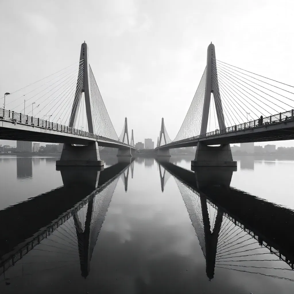 Monochrome Bridge: Symmetry and Reflection