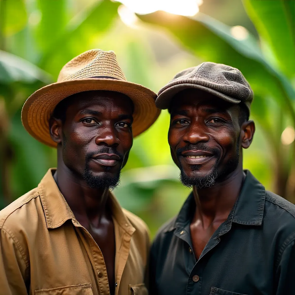 Two Men in Hats: Close-Up Portraits in Uganda