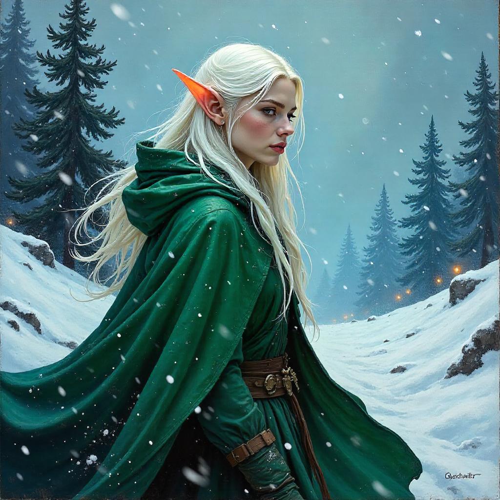 Elf in the Blizzard: An Oil Painting