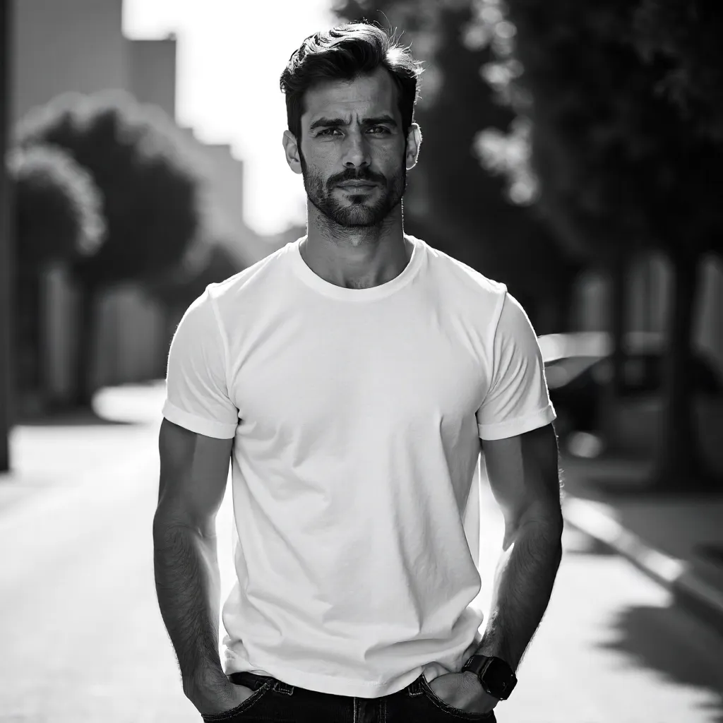 Striking Black-and-White Outdoor Portrait