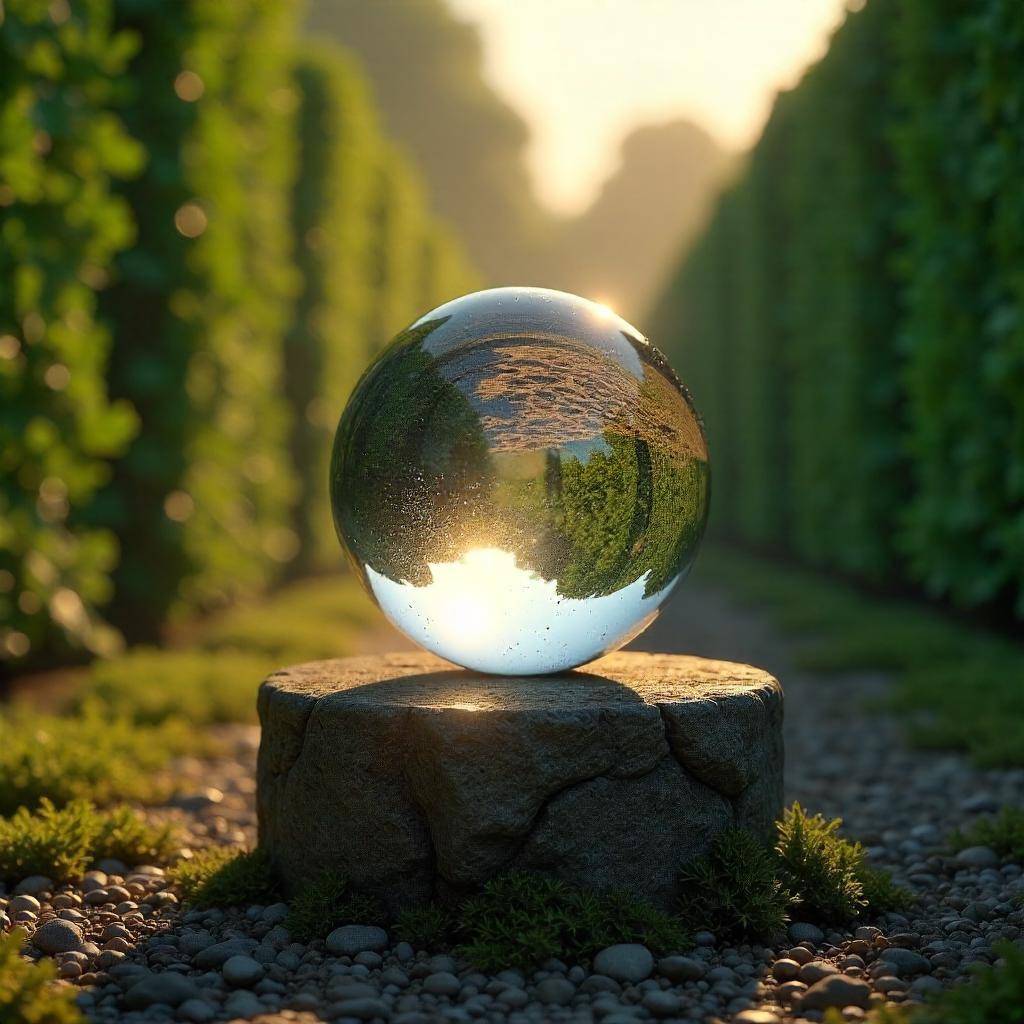 Crystal Ball in a Hedge Maze - Photorealistic