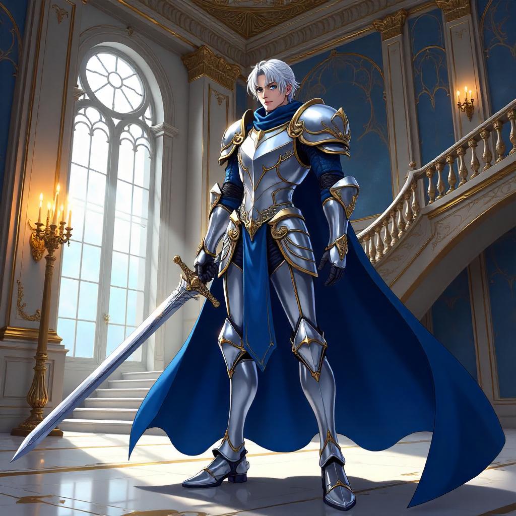 Anime Knight in a Grand Mansion Hall