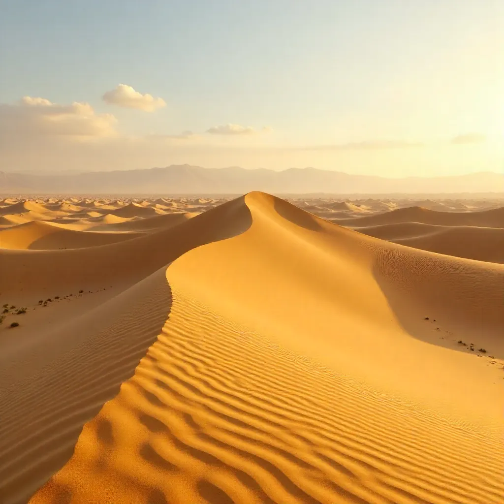 Serene Golden Dunes of Kashan at Golden Hour