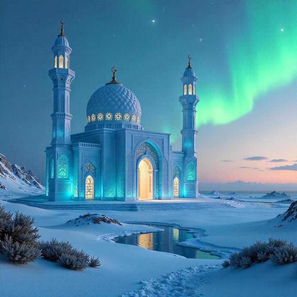 Arctic Tundra Mosque in Digital Dream