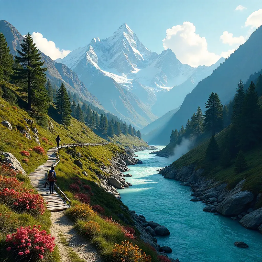 Himalayan River Valley Trek: Breathtaking Alpine View