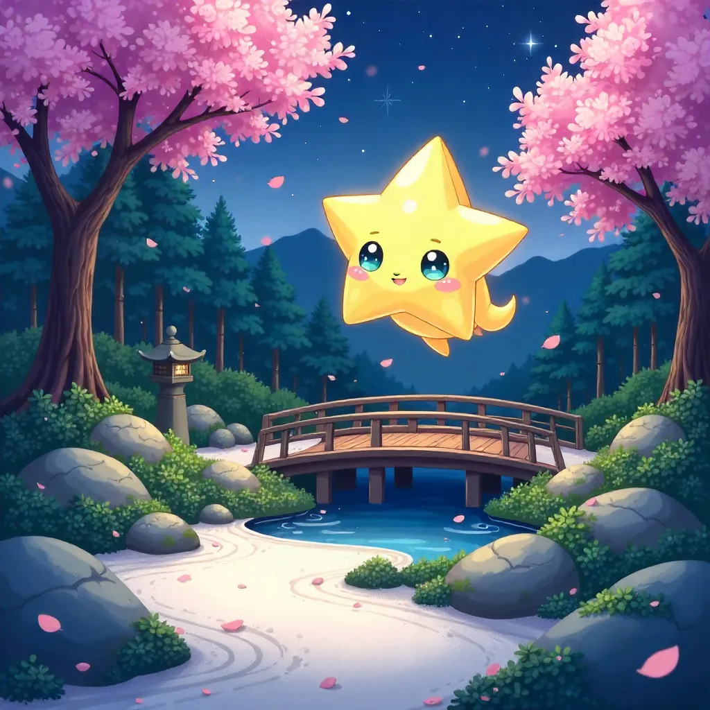 Anime Star in a Tranquil Zen Garden