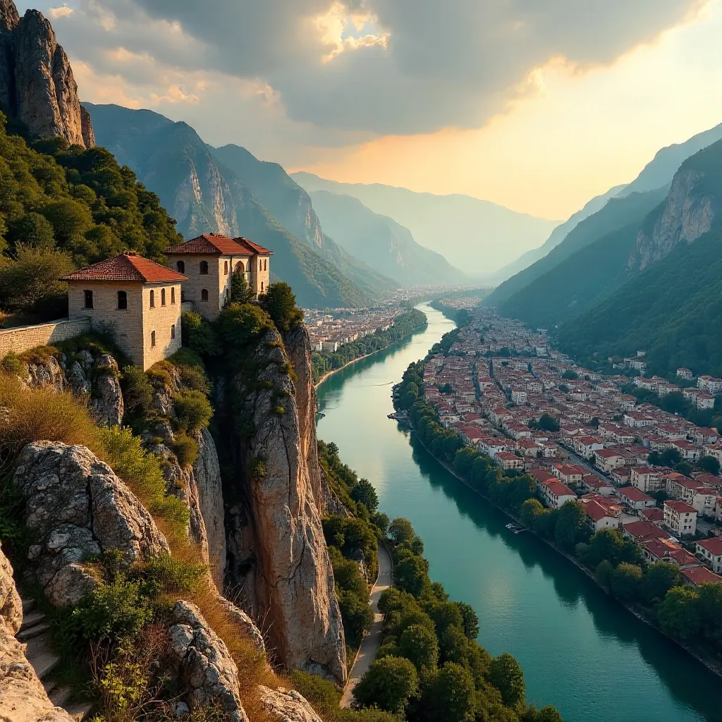 Amasya Ridge Over City at Golden Hour