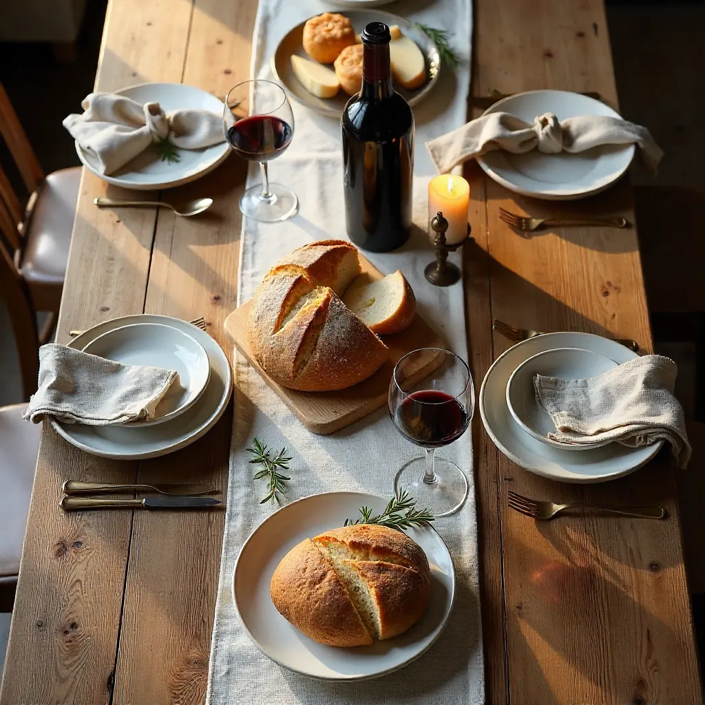 Overhead Rustic Table Set for Cozy Gatherings