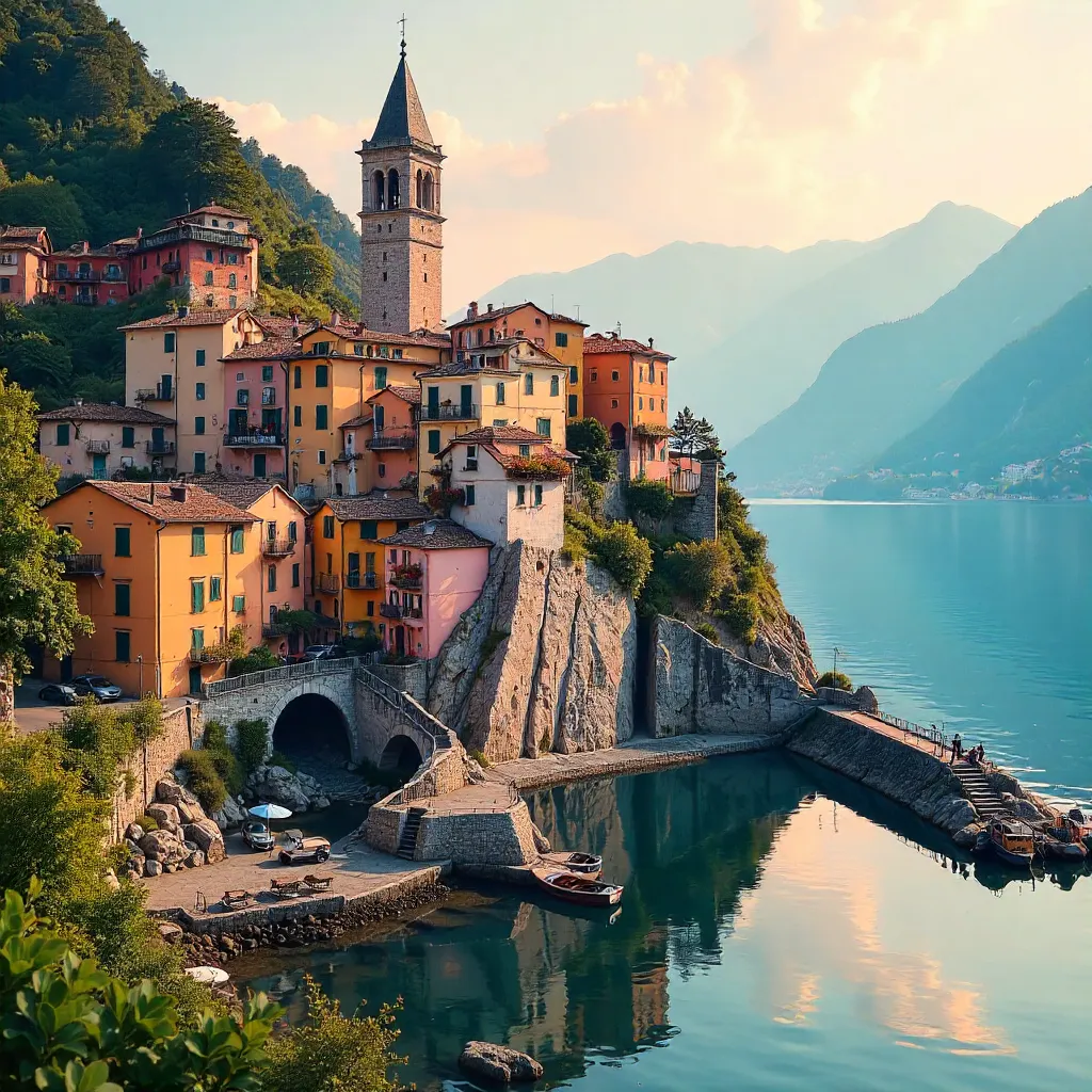Colorful Bellano by Lake Como at Golden Hour