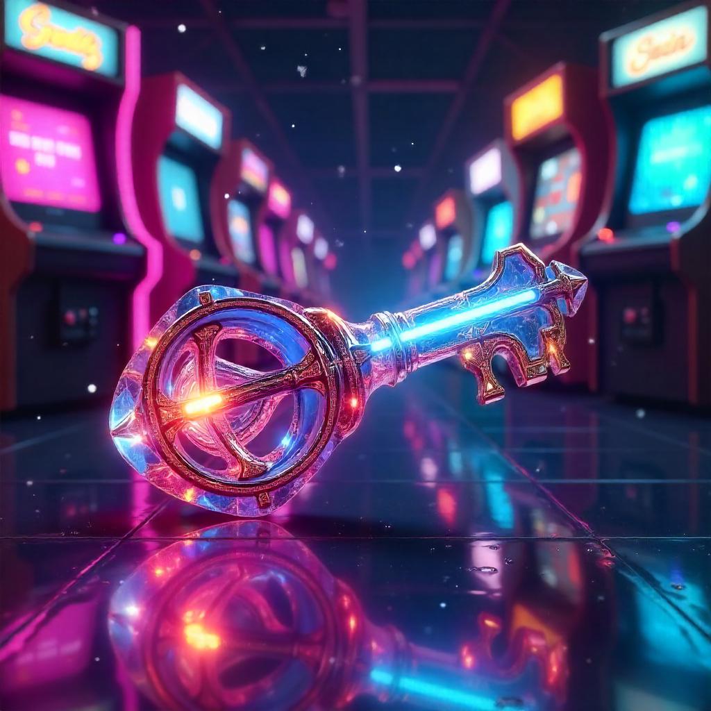 Dimensional Key in Neon Arcade 3D Render
