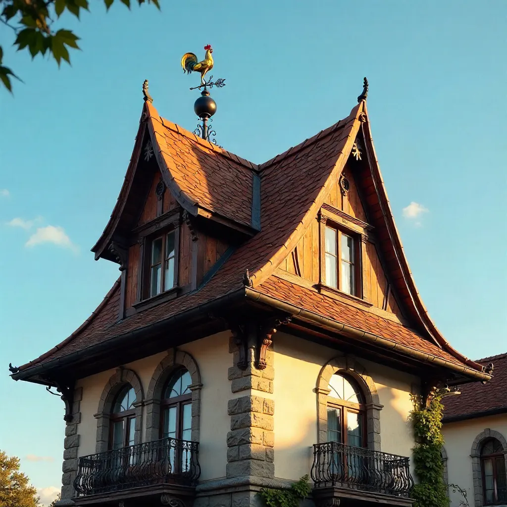 Charming Historic Building with Vintage Roof and Weather Vane