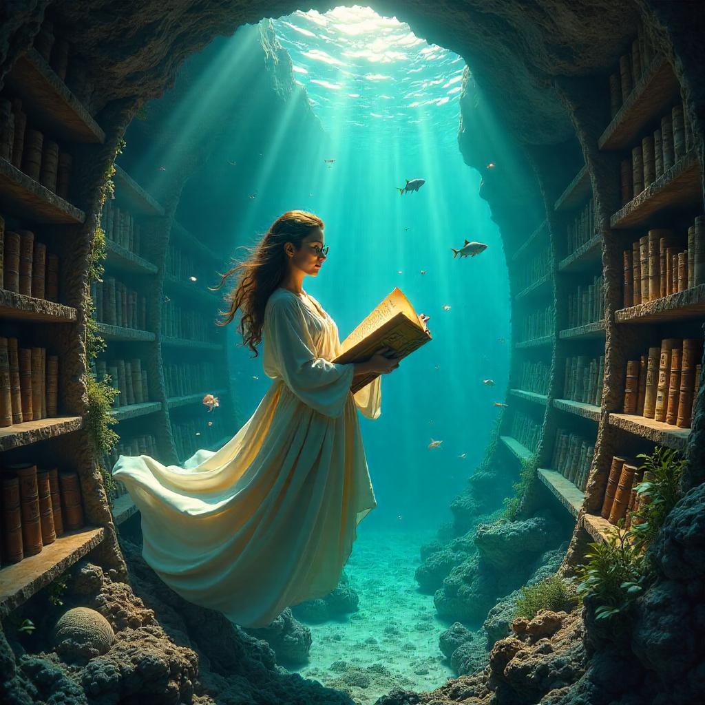 Atlantean Librarian in a Coral Library