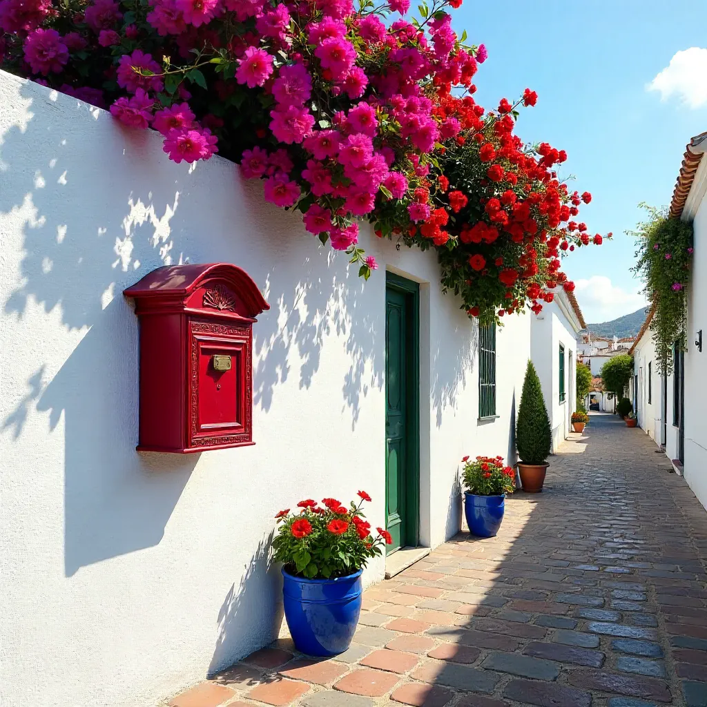 White Wall with Flowers and Andalusian Mailbox, Benalmádena