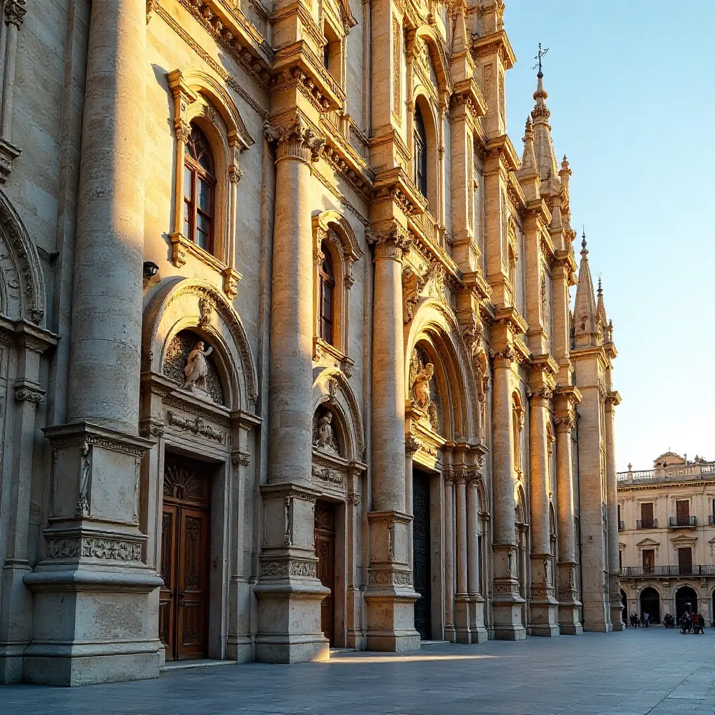 Baroque Stonework of Málaga Cathedral in Andalusia