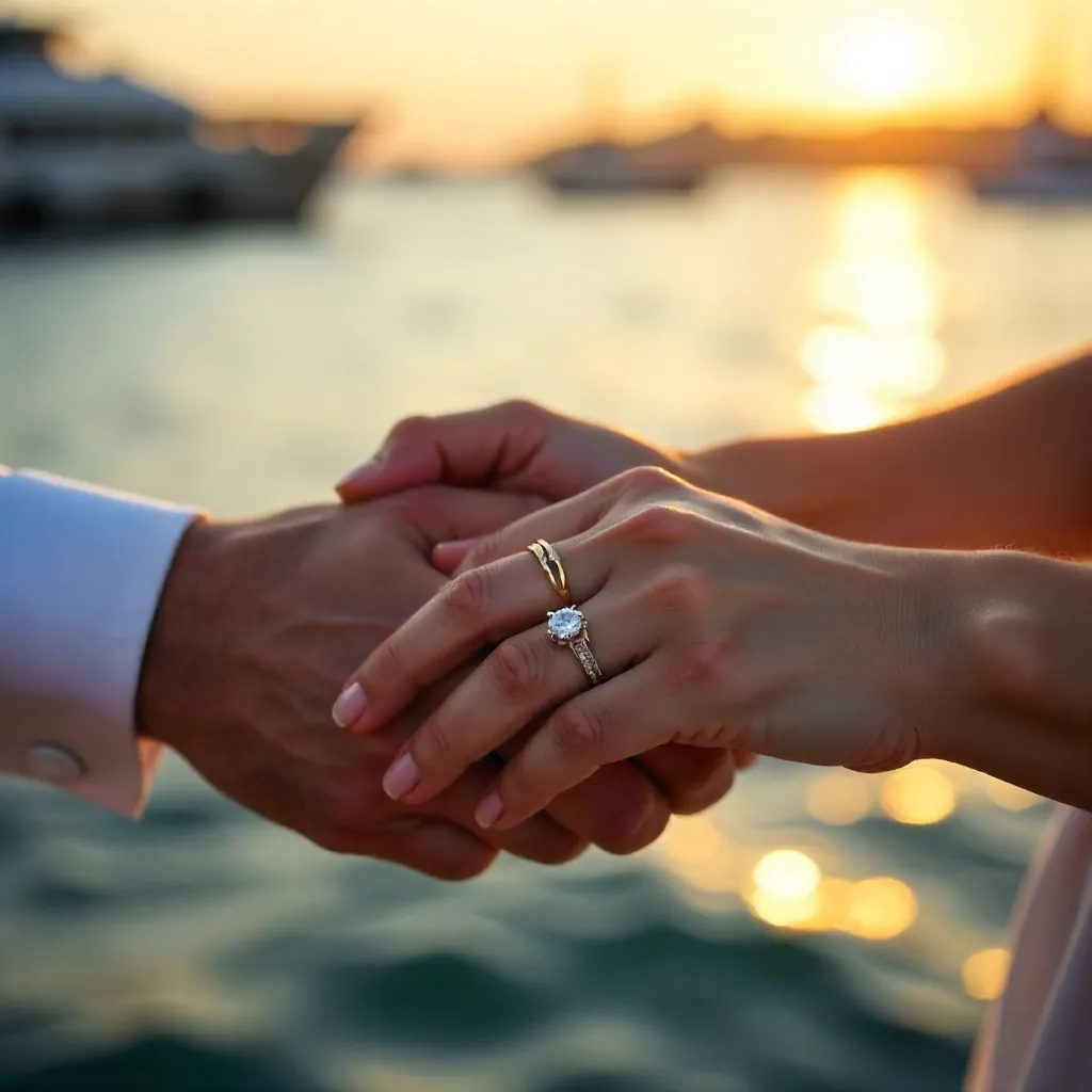 Close-Up Wedding Rings by the Waterfront