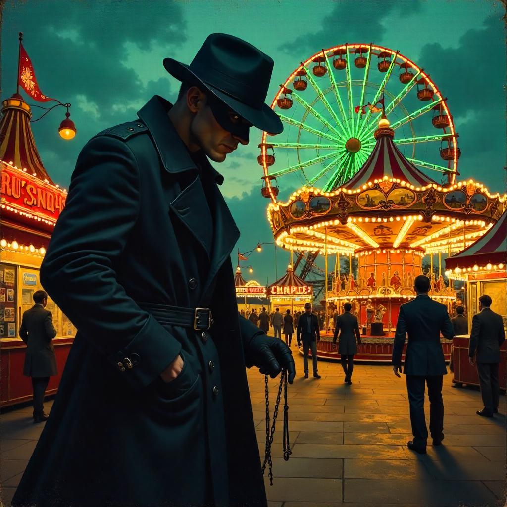 The Thief in the Amusement Park: An Oil Painting Noir