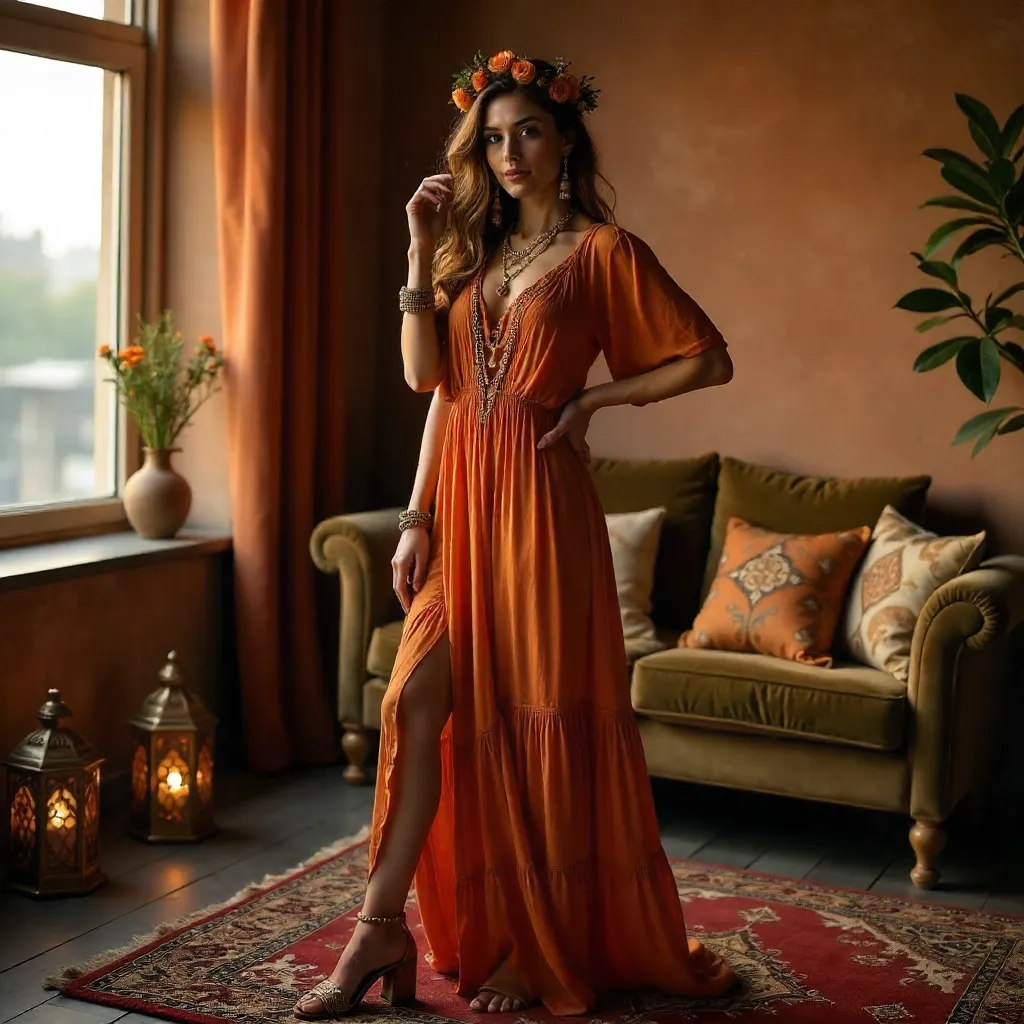Bohemian Portrait in Warm Studio Light, Baku