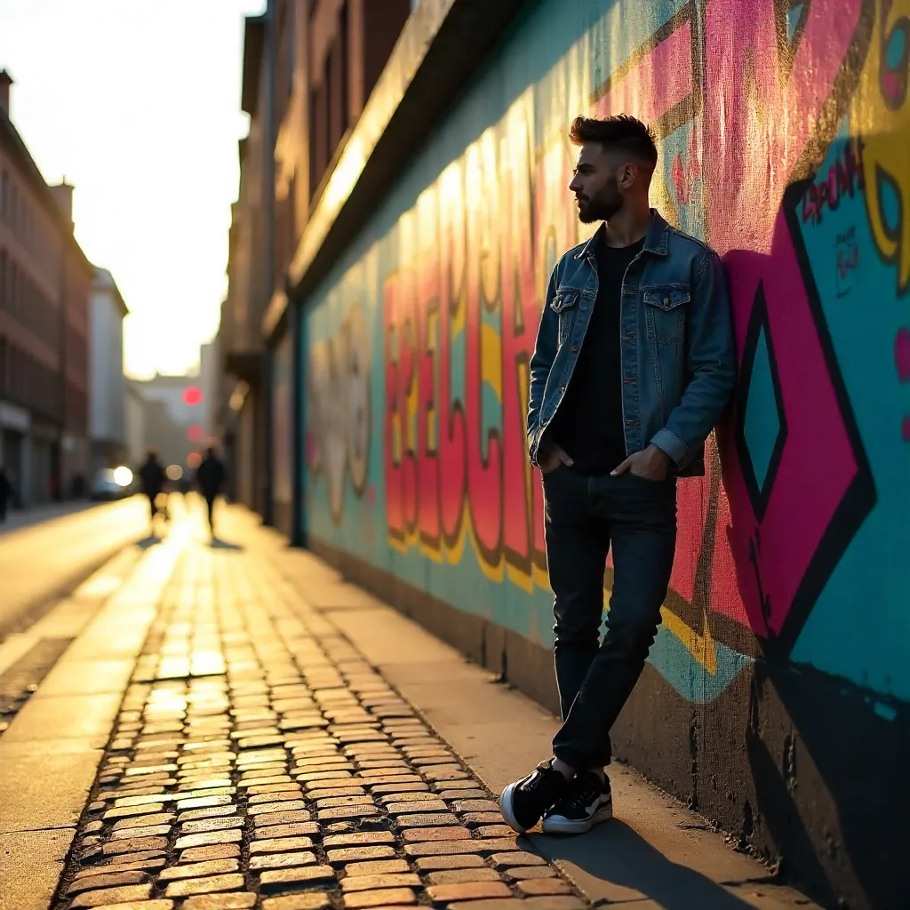 Berlin Street Graffiti Portrait in Golden Hour