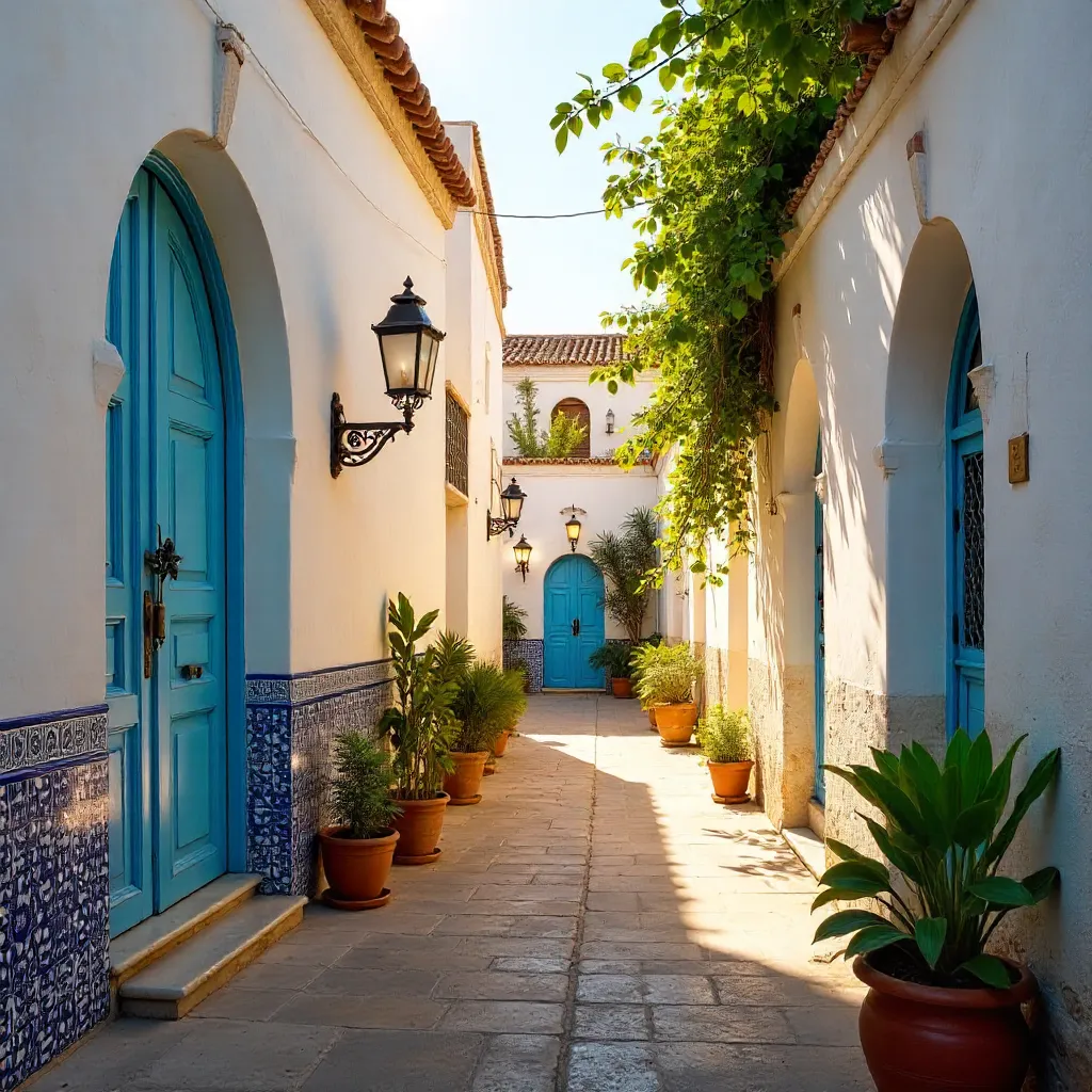 Serene Rabat Medina Alley with Whitewashed Walls
