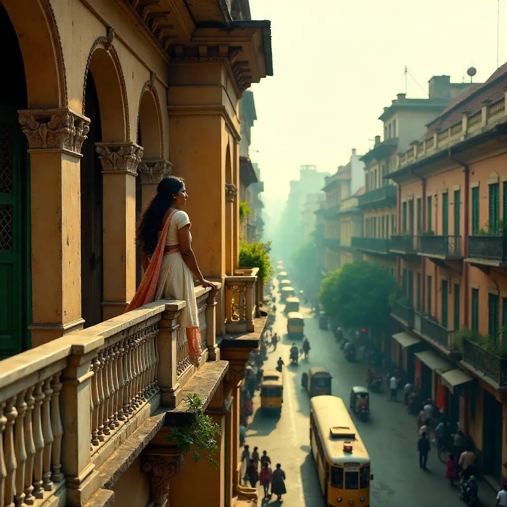 Balcony View over Kolkata's Heritage Architecture