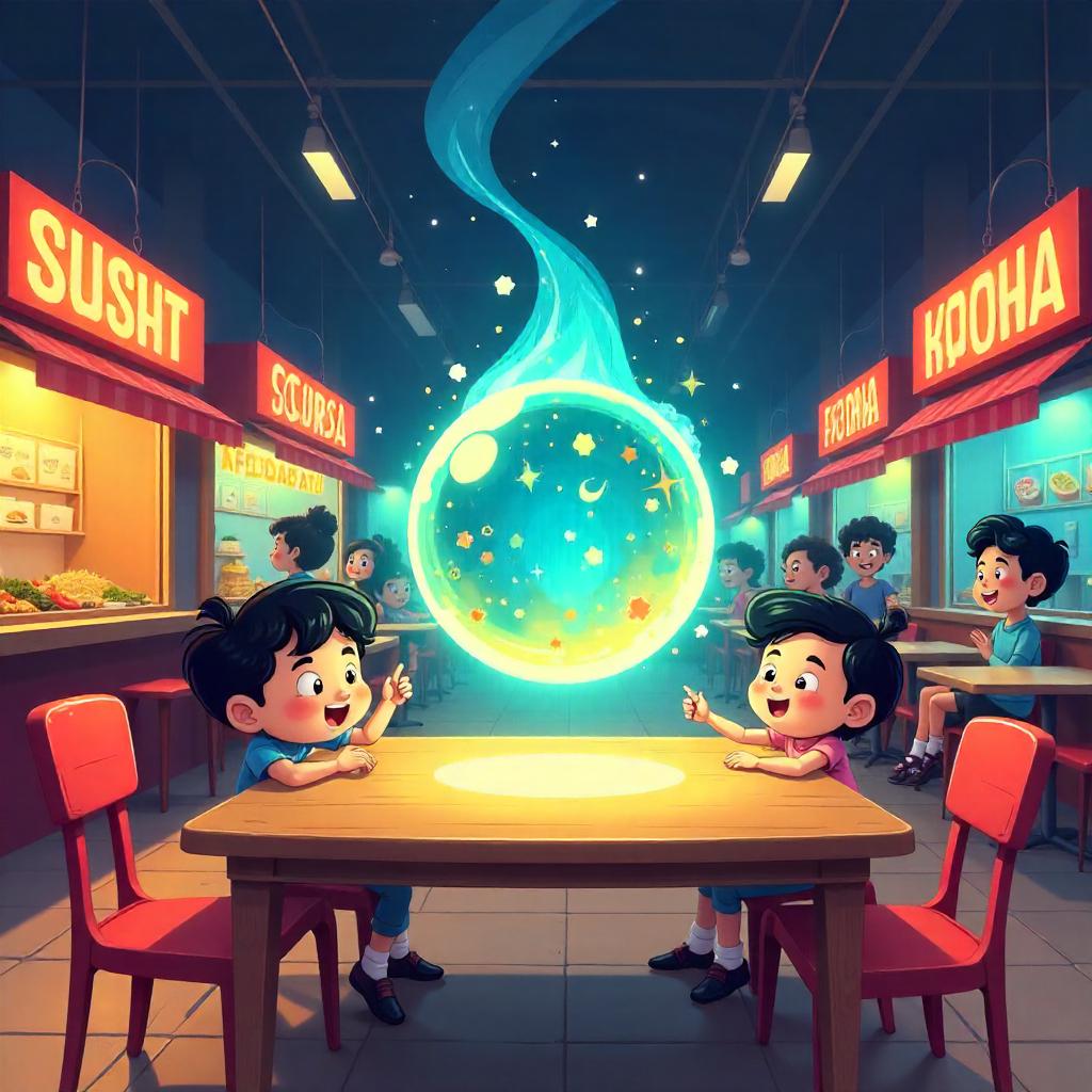 The Enchanted Orb in a Cartoon Food Court