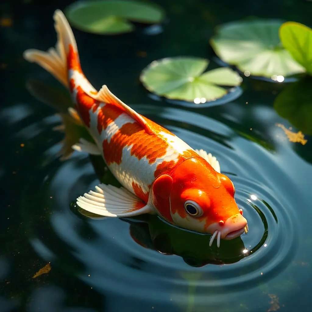 Close-Up of a Vibrant Koi in a Serene Pond