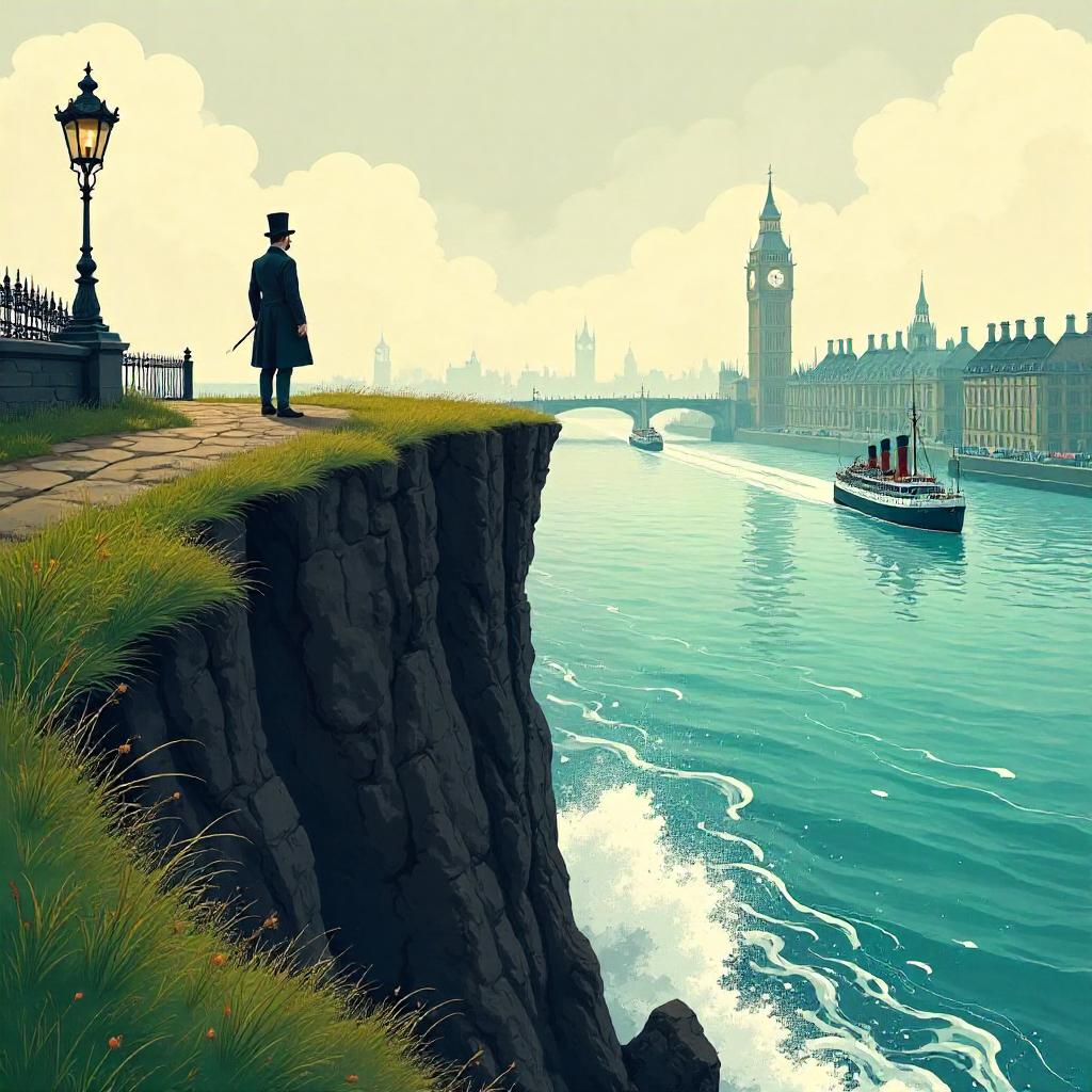 Cliffside London: Victorian Cartoon in Fog