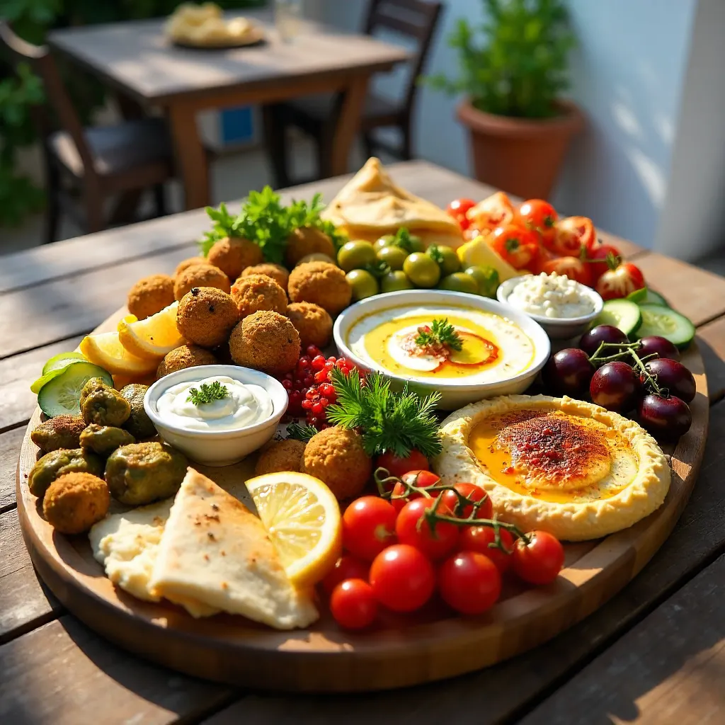 Vibrant Mediterranean Mezze Platter of Fresh Appetizers
