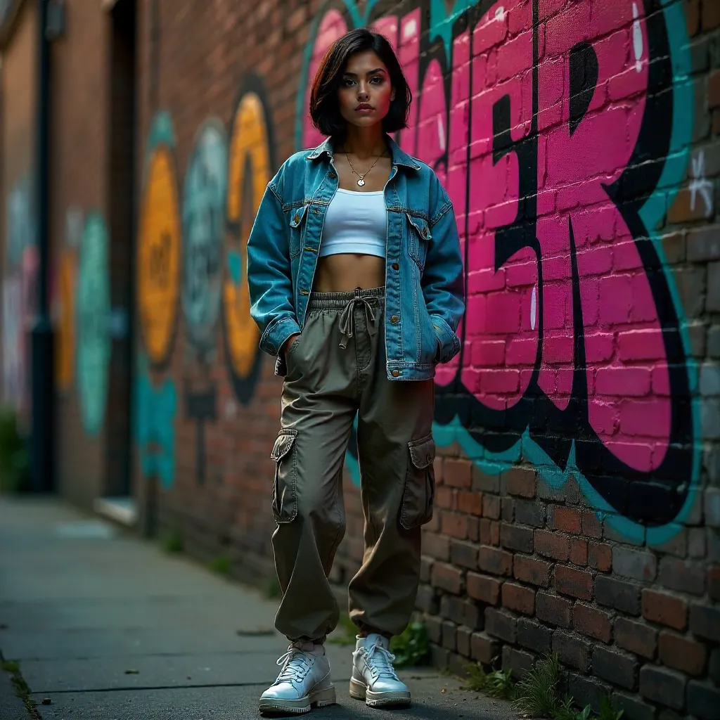 Confident Stylist Against Graffiti Backdrop