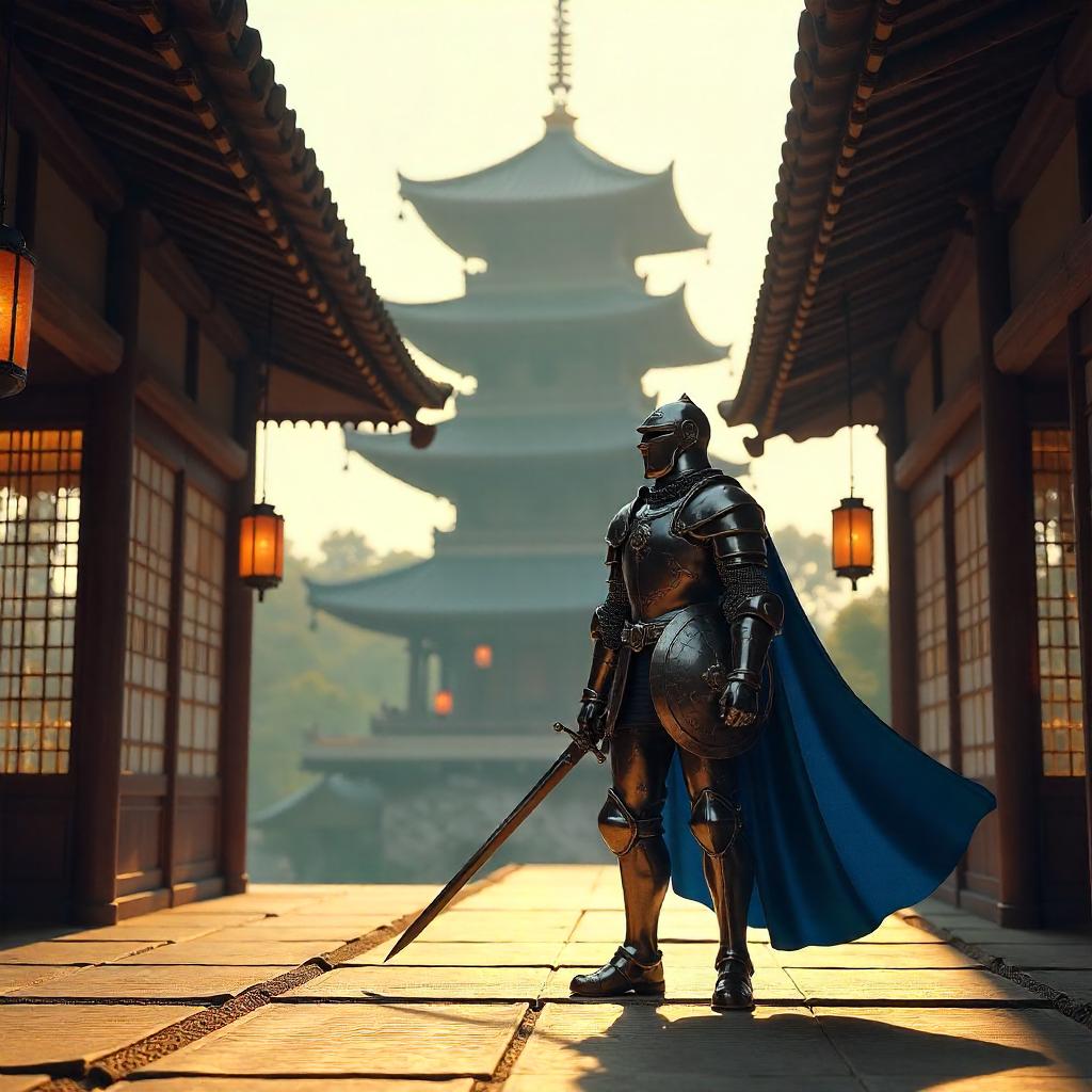 3D Knight in a Pagoda - Cinematic Render