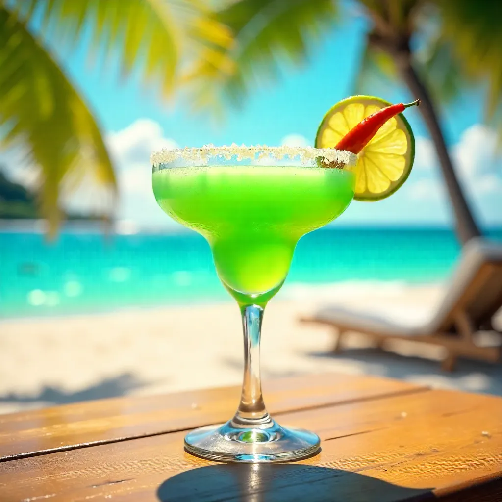 Tropical Margarita on a Sunny Coastal Beach