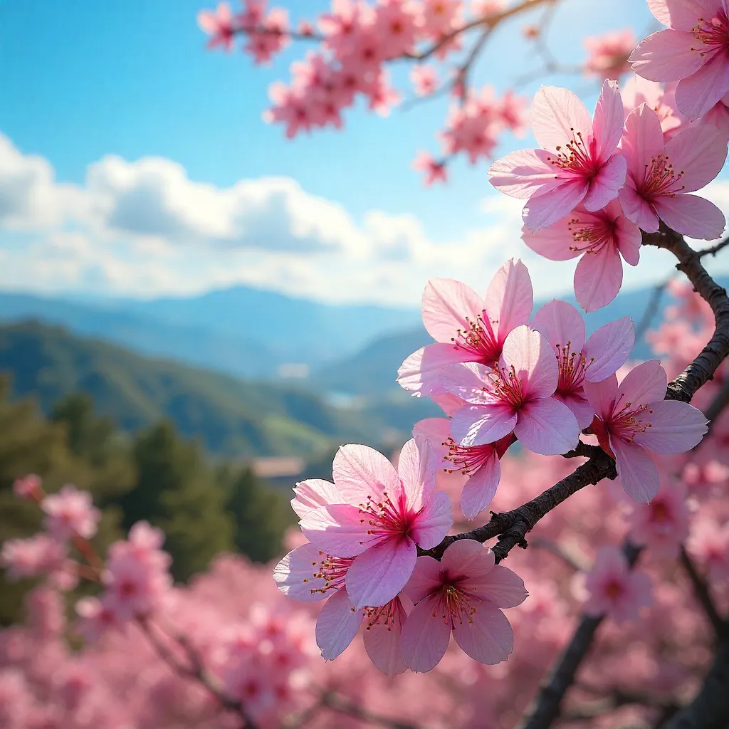 Dalat Sakura Bloom Under a Brilliant Blue Sky